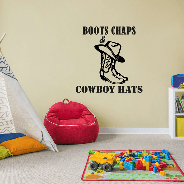 Boots Chaps Cowboy Hats Boys Room Decor Vinyl Decal Wall Sticker Lettering